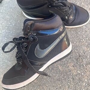 Nike Black and Silver High-Top Sneakers